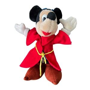 Disney Sorcerer Mickey Mouse Plush Toy Red Robe Blue Hat Stars Moon Fantasia